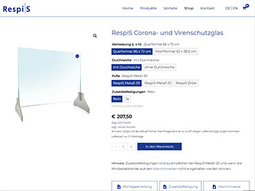 RespiS - Corona Virenschutzglas